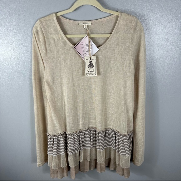 Easel NWT Tiered Chiffon Ruffle Long Sleeve Tunic Top Women’s Size Small - Picture 1 of 10
